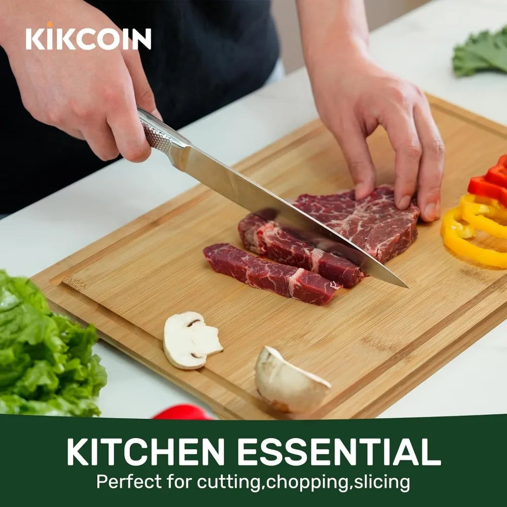 NBVCX Bamboo Cutting Board With Juice Groove And Handle