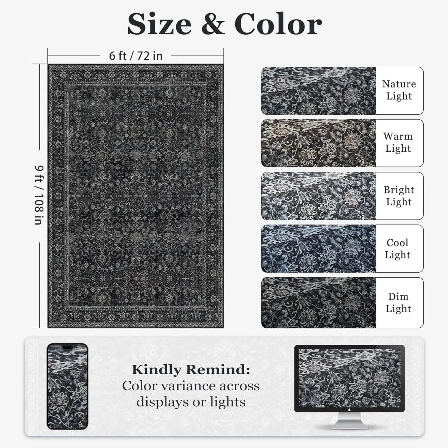 Polyester Area Rug Non Slip Low Pile For Living Room