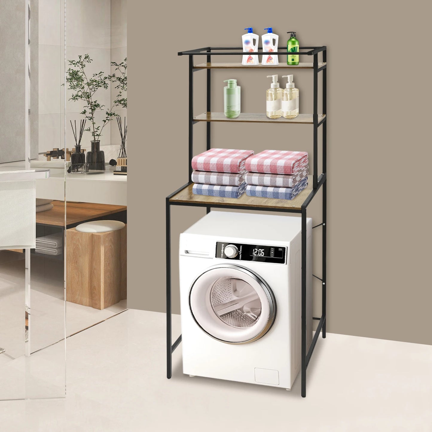 3 Tier Washer and Dryer Storage Shelf Washing Machine Shelf Toilet Shelf Over Washing Machine Toilet Washing Machine Cabinet