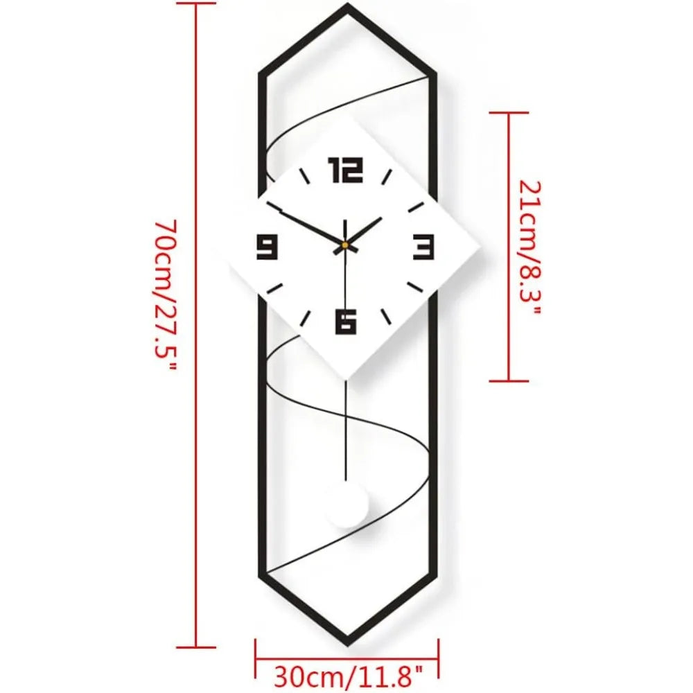 Quartz Silent Wall Clock With Pendulum for Modern Home Decor