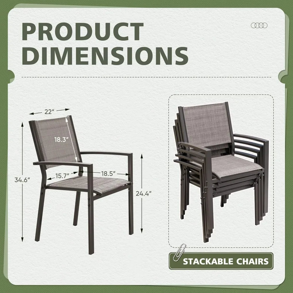Flamaker Textilene Patio Chairs Set of 6 Stackable Outdoor Dining