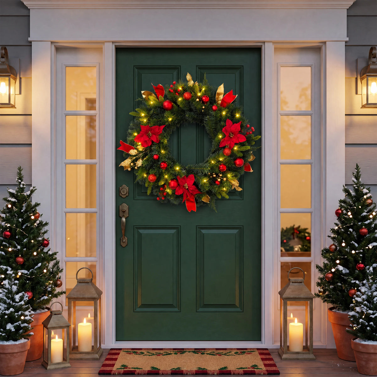 Artificial Christmas Wreath With Led Lights For Home Decor