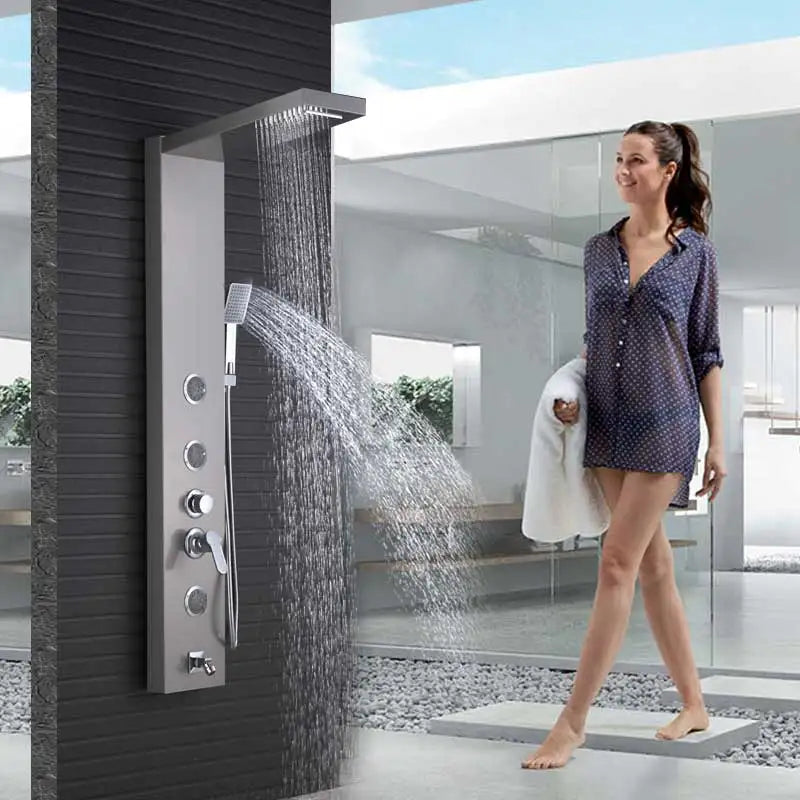 Shinesia LED Shower Panel With Rainfall And Massage Jets