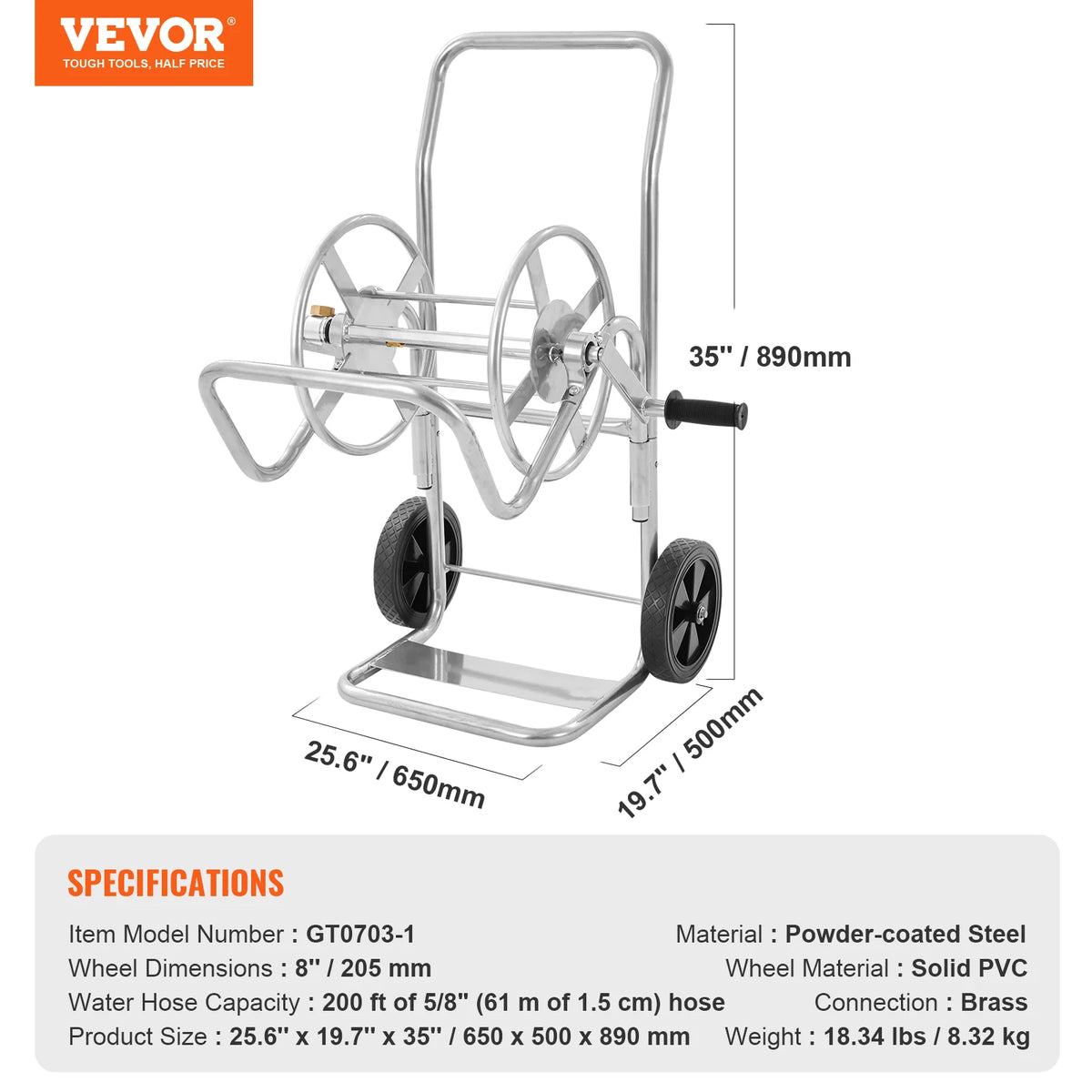 Succebuy Heavy Duty Garden Hose Reel Cart With Basket
