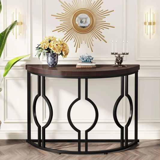 Little Tree Half Moon Console Table With Geometric Base