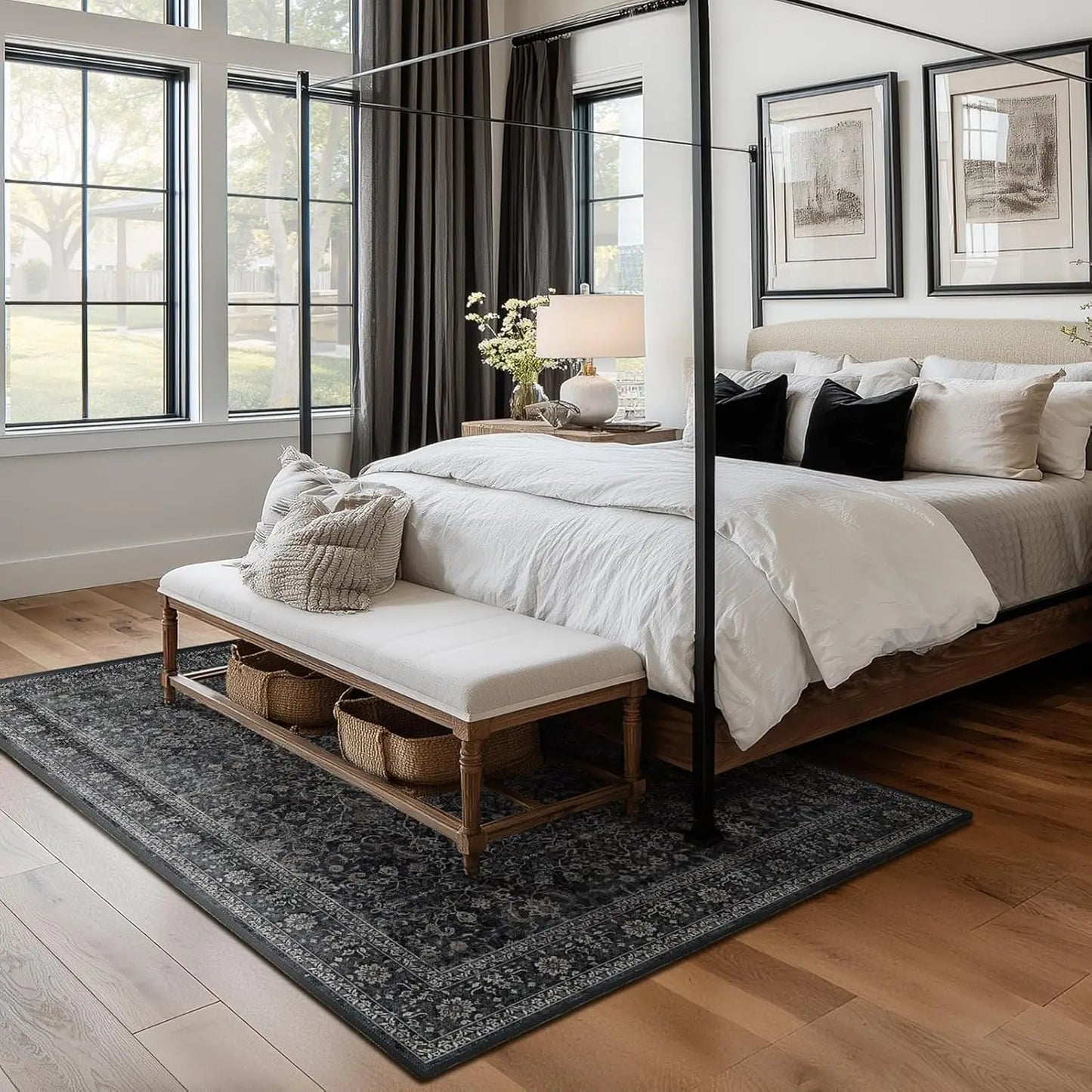 Polyester Area Rug Non Slip Low Pile For Living Room
