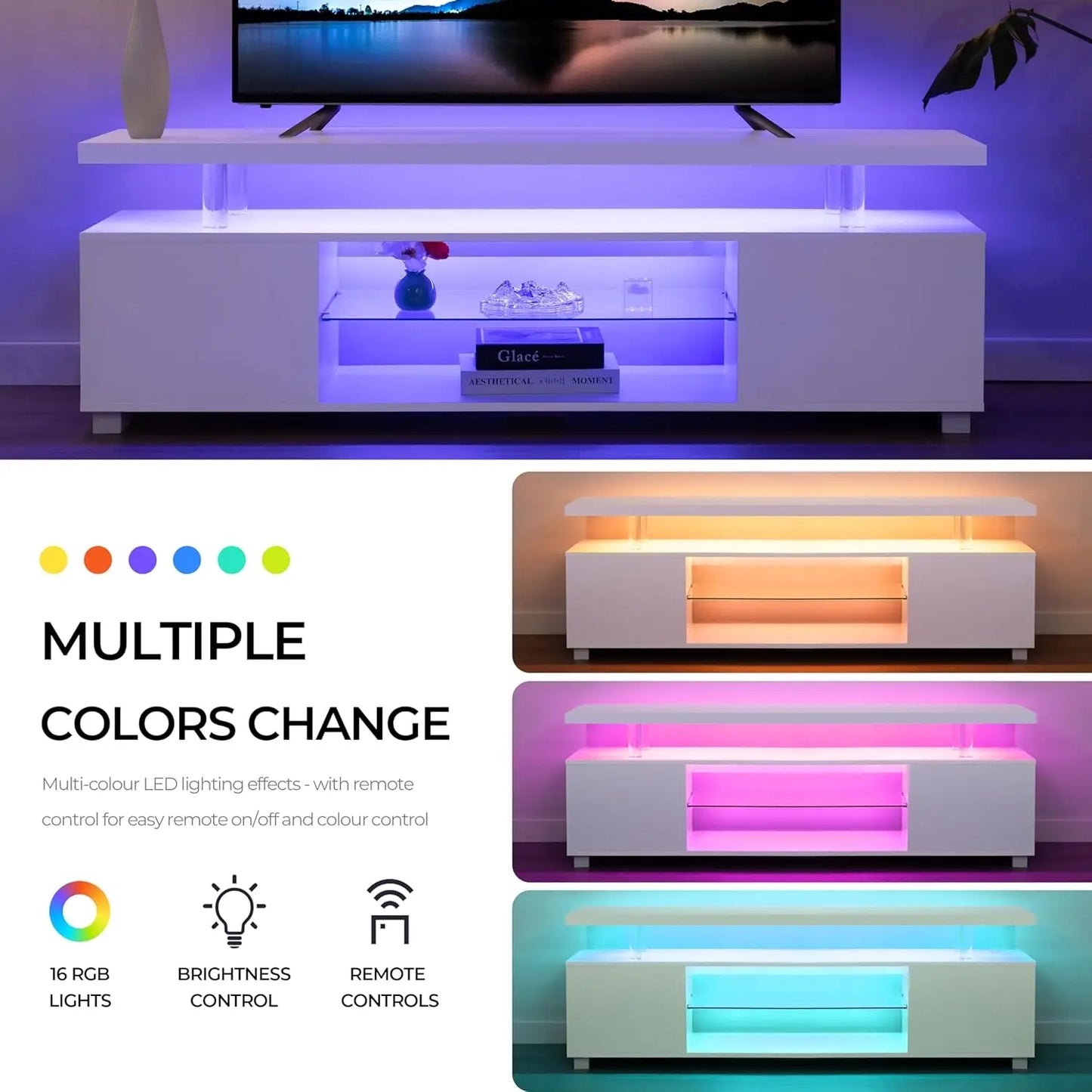Modern Wooden TV Stand With Storage For Living Room Entertainment