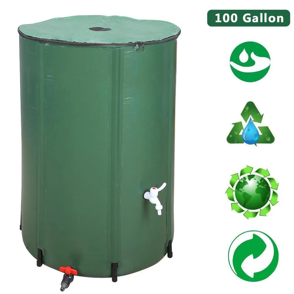100 Gallon Rain Barrel Folding Portable Water Collection Tank Storage Outdoor
