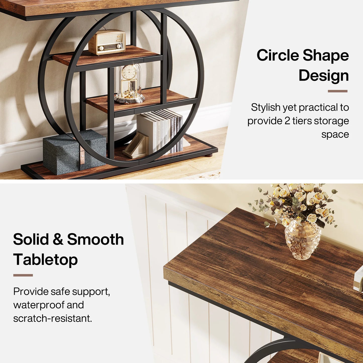 Tribesigns Four-Tier Industrial Console Table For Entryway