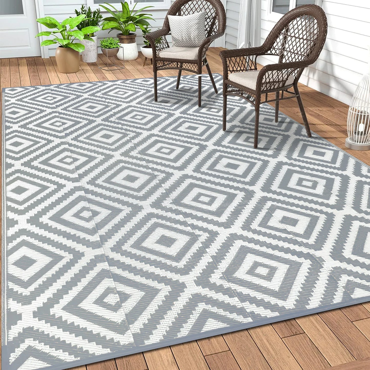 Outdoor Reversible Waterproof Plastic Straw Rug for Patio and RV