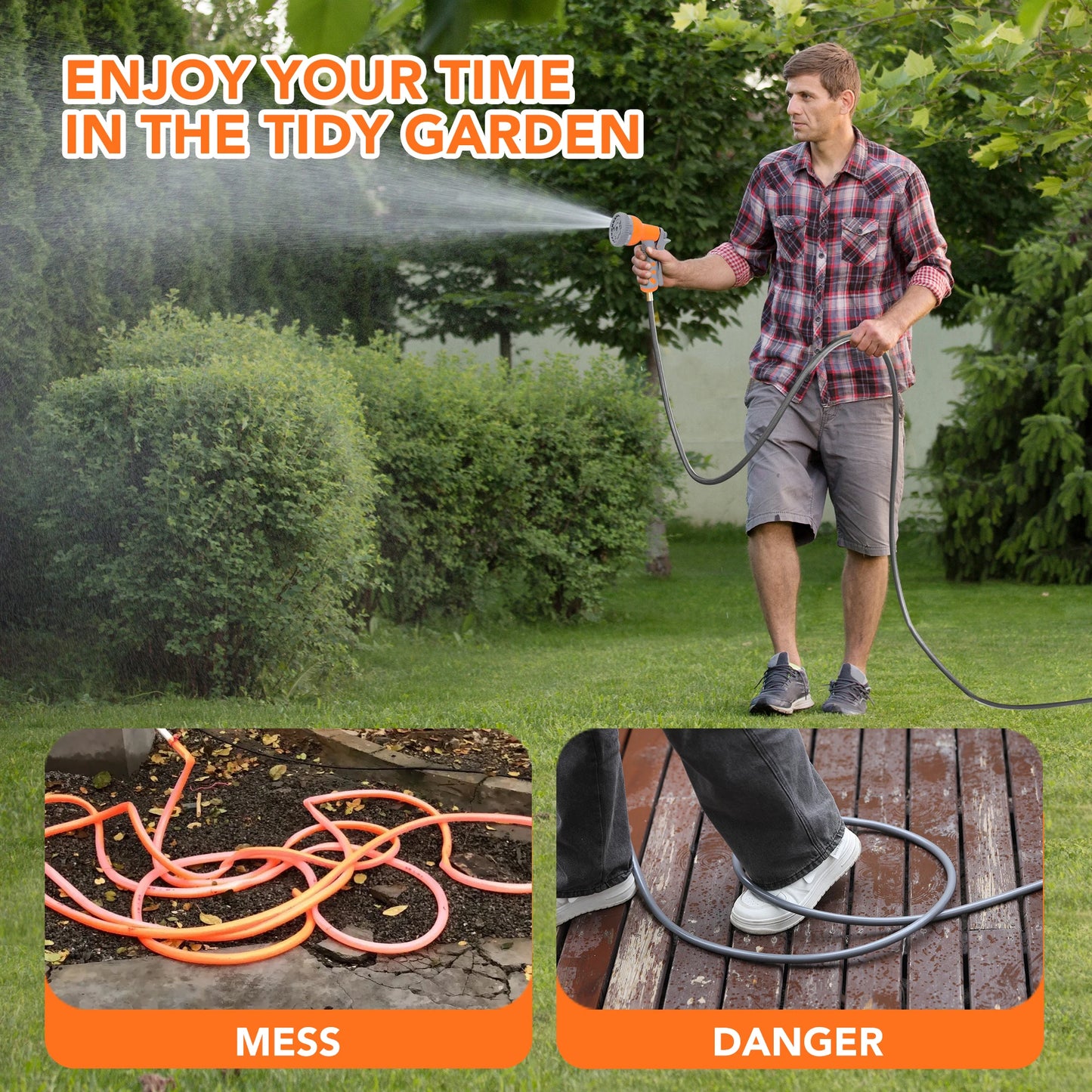 HiMISS Garden Automatic Retractable Hose Reel Auto Rewind US Thread