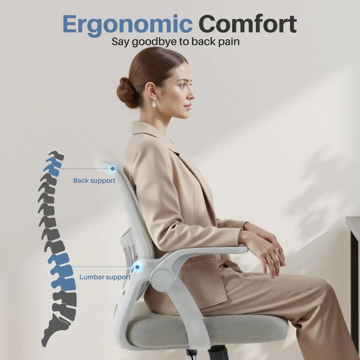 Jhk Ergonomic Mid Back Office Chair With Lumbar Support
