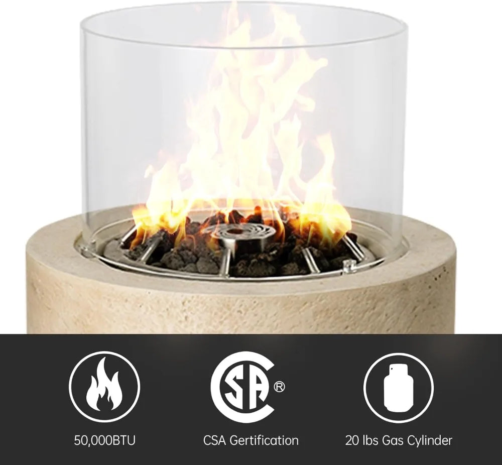 Propane Fire Pit 50,000 BTU Outdoor Heater With Wind Guard