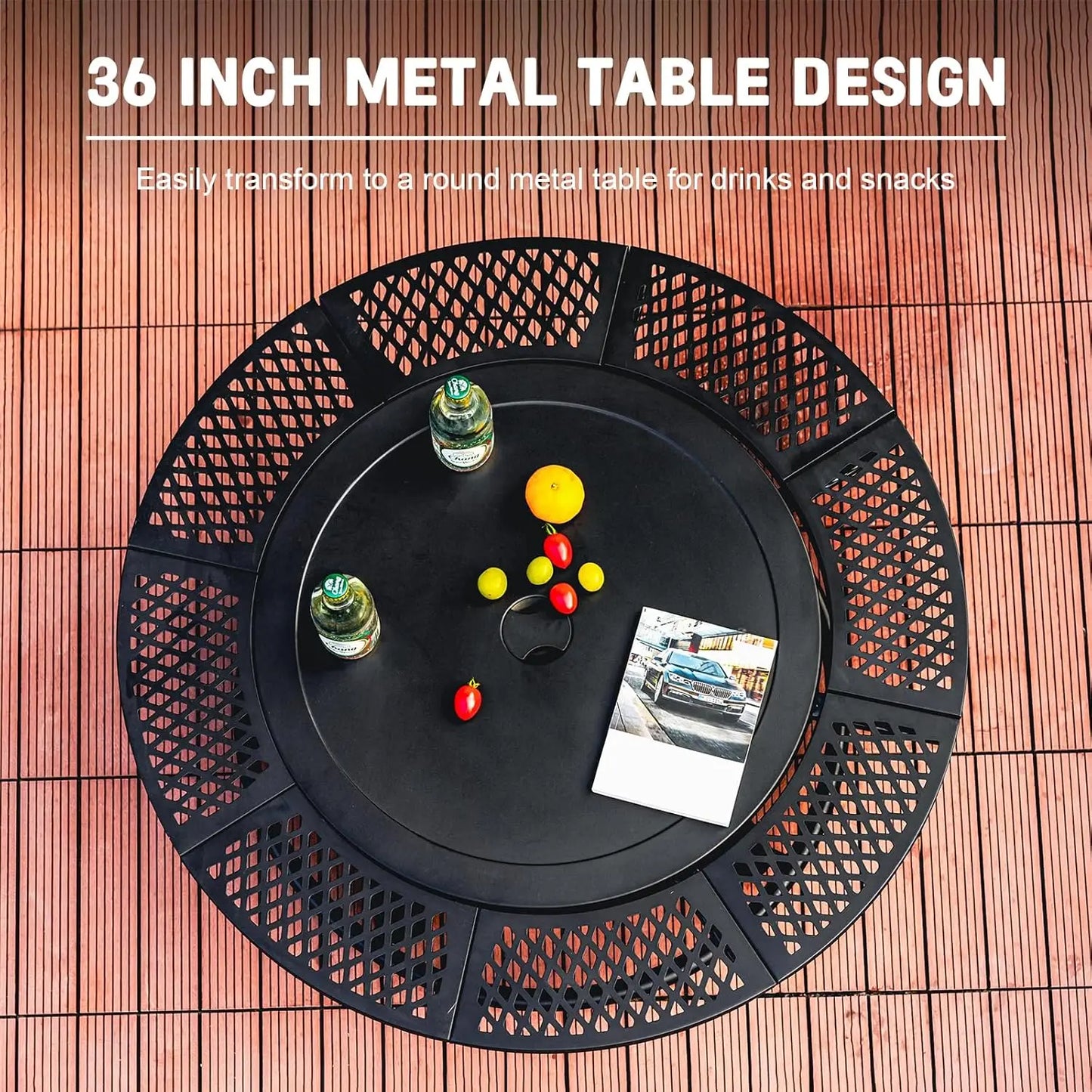 Outdoor Premium Cast Iron Fire Pit With Lid Grills 3In1