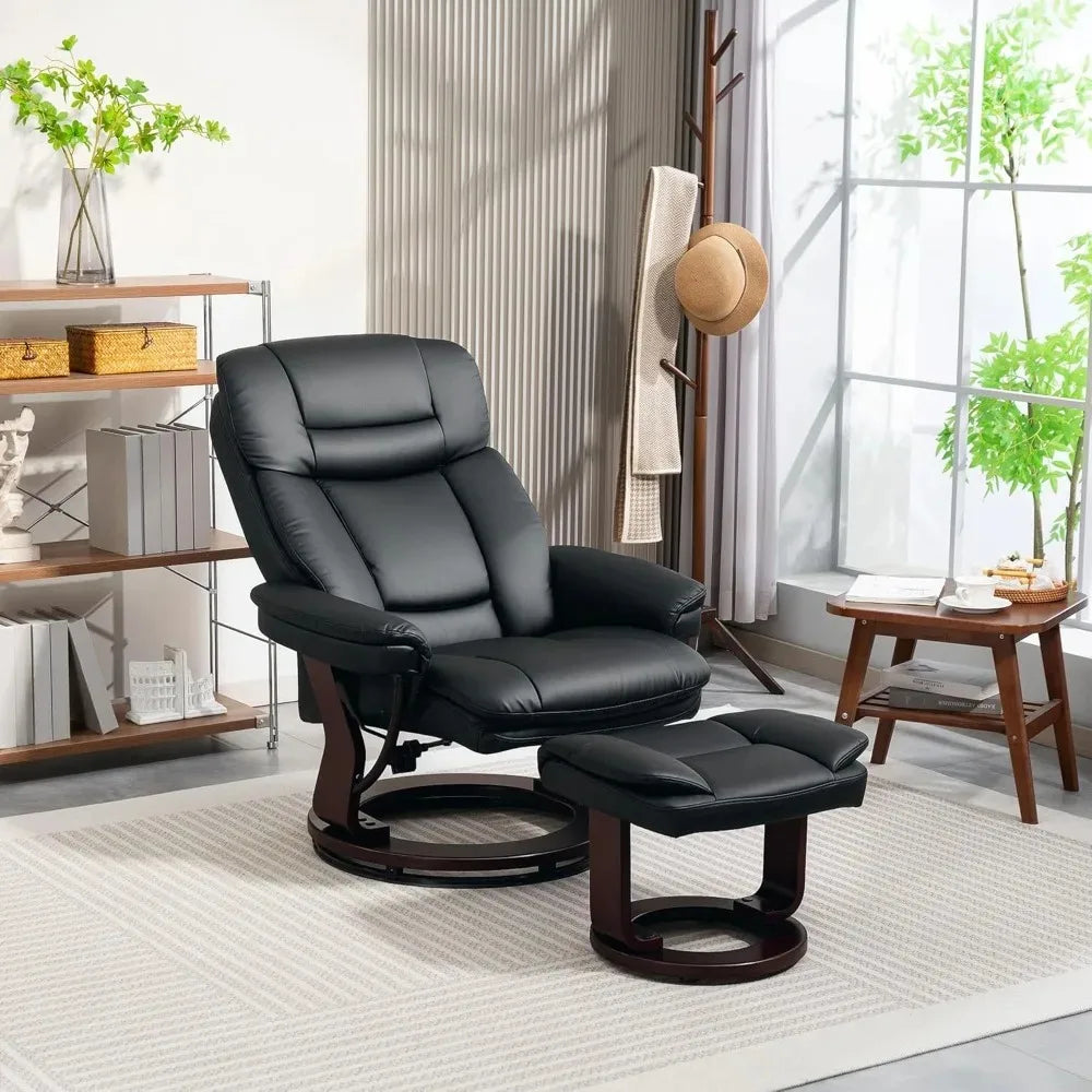 PU Leather Recliner Chair With Ottoman For Living Room