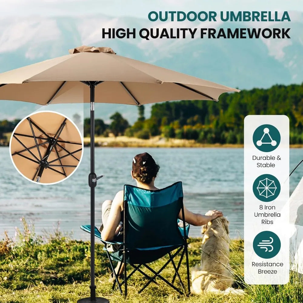 NBVCX Outdoor Patio Umbrella With Tilt Crank And Eight Ribs