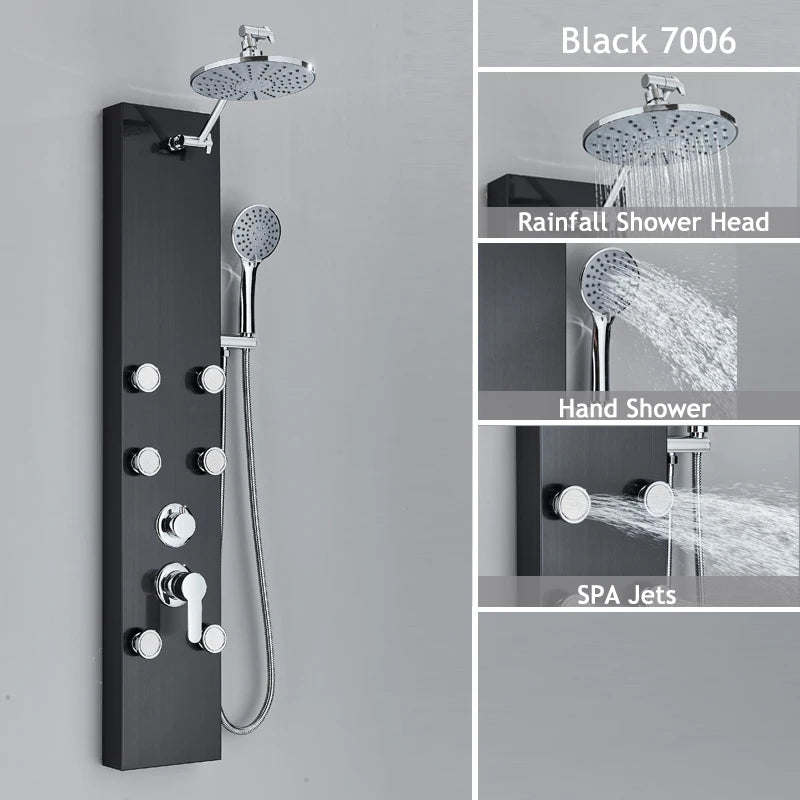 Shinesia LED Shower Panel With Rainfall And Massage Jets