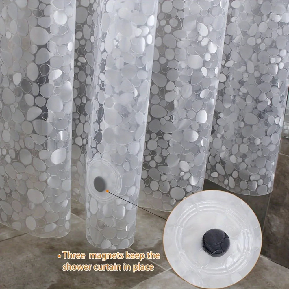 Pebble Pattern Shower Curtain Liner With Magnets Heavy Duty PEVA