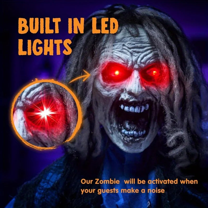 Joyfy Animatronic Zombie Halloween Prop With Light Up Eyes