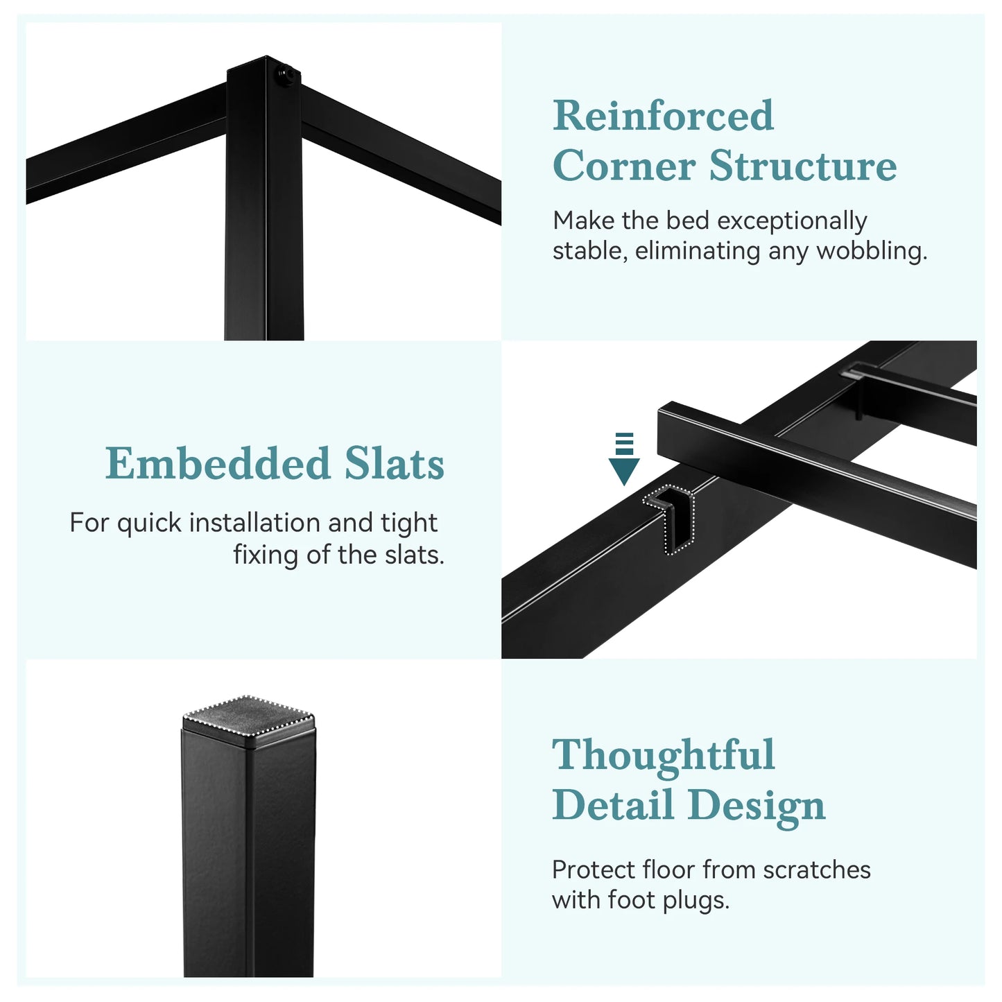 HOOMICH Canopy Bed Frame With Enhanced 3-Metal Crossbars