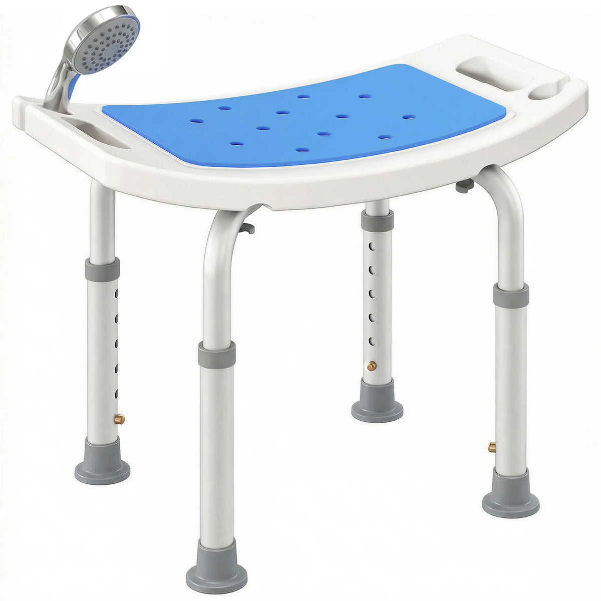 HOMCOM Adjustable Curved Bath Stool With Handles For Shower Safety