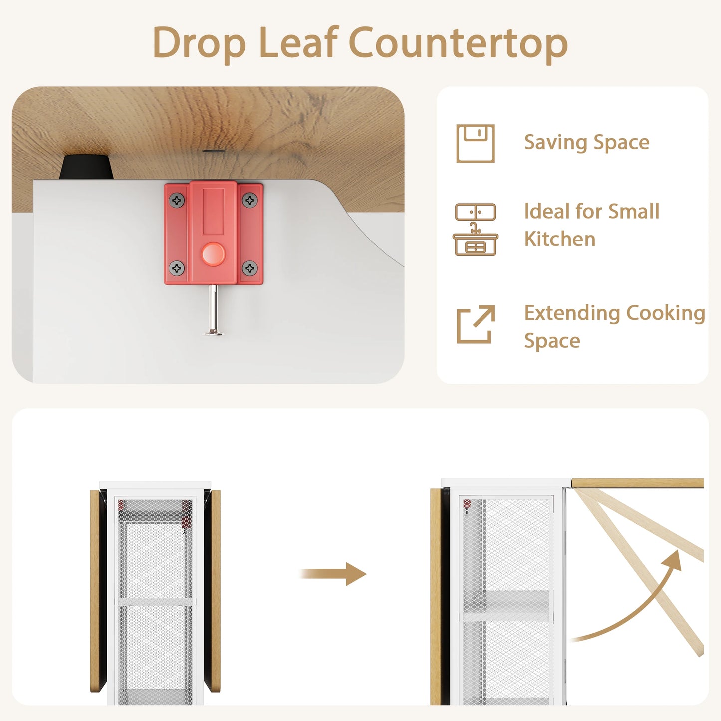 Studyset Folding Dining Table With Drop Leaf Storage Racks