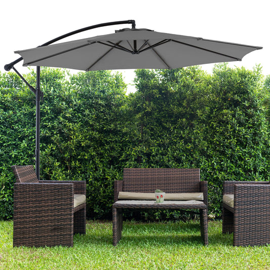 JHK 10FT Outdoor Patio Umbrella Hanging Cantilever with Easy Tilt Adjustment UV Protection 8 Sturdy Ribs for Backyard Garden