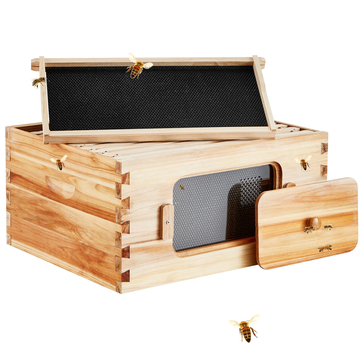 SucceBuy Cedar Bee Hive Langstroth Starter Kit With Acrylic Windows