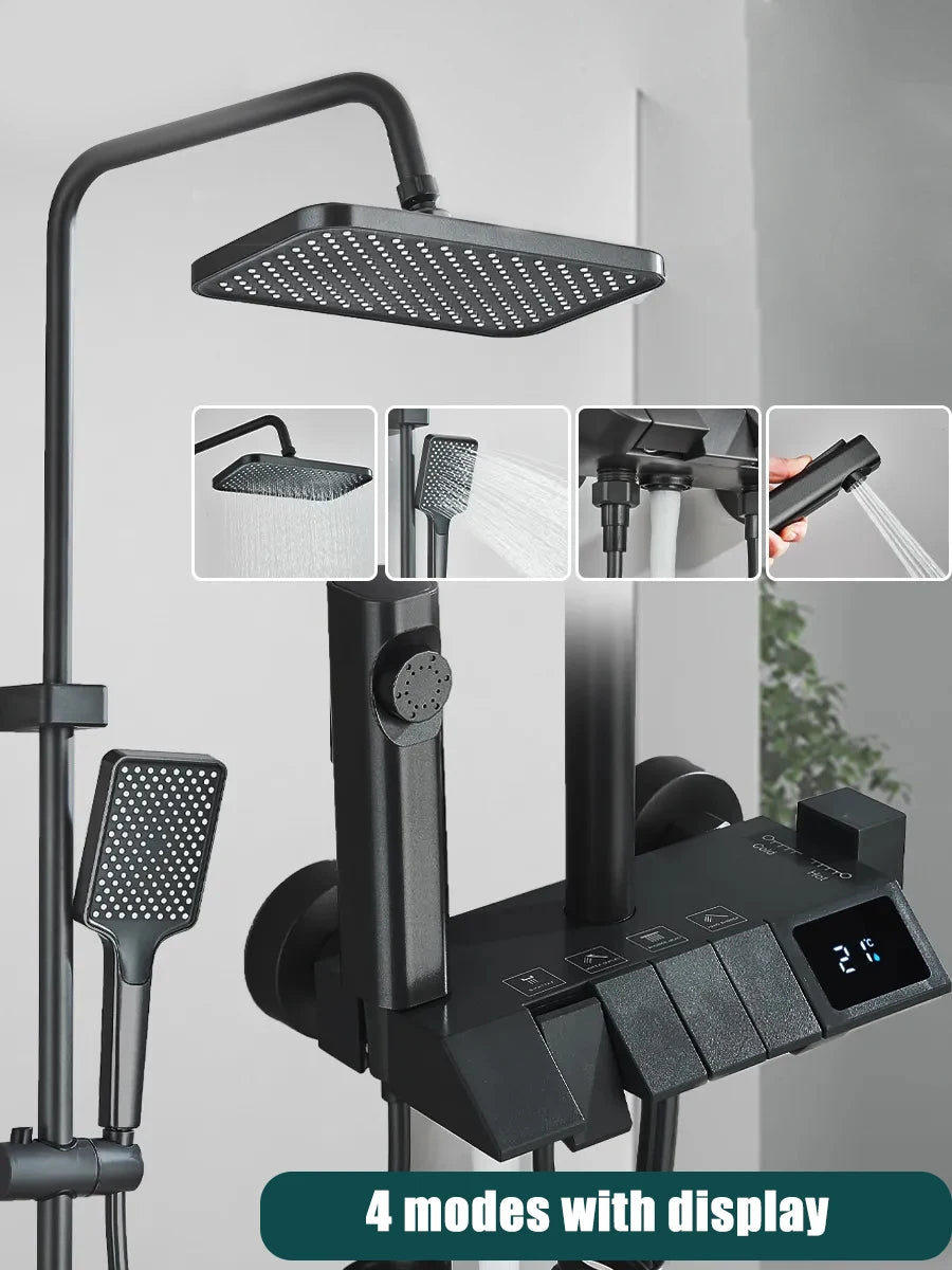 Onyzpily Four Way Piano Key Rainfall Shower Faucet System