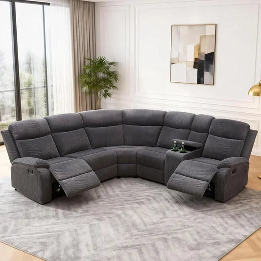 Reclining Sectional Sofa Set With Cup Holders And Storage