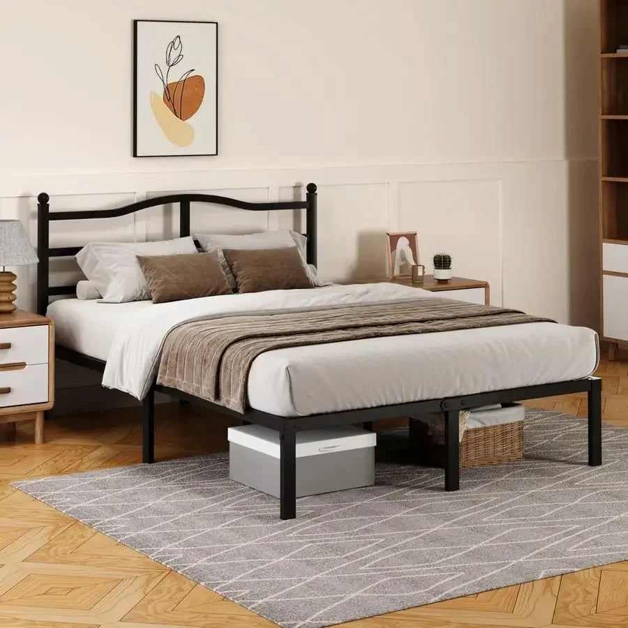 Inch Full Size Bed Frame with Headboard, Heavy Duty Metal Platform Bed Frame Full Size Mattress Foundation with Sturdy Steel Sl