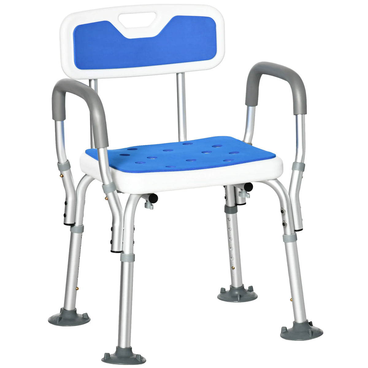 HOMCOM Adjustable Padded Shower Chair with Arms and Supportive Back