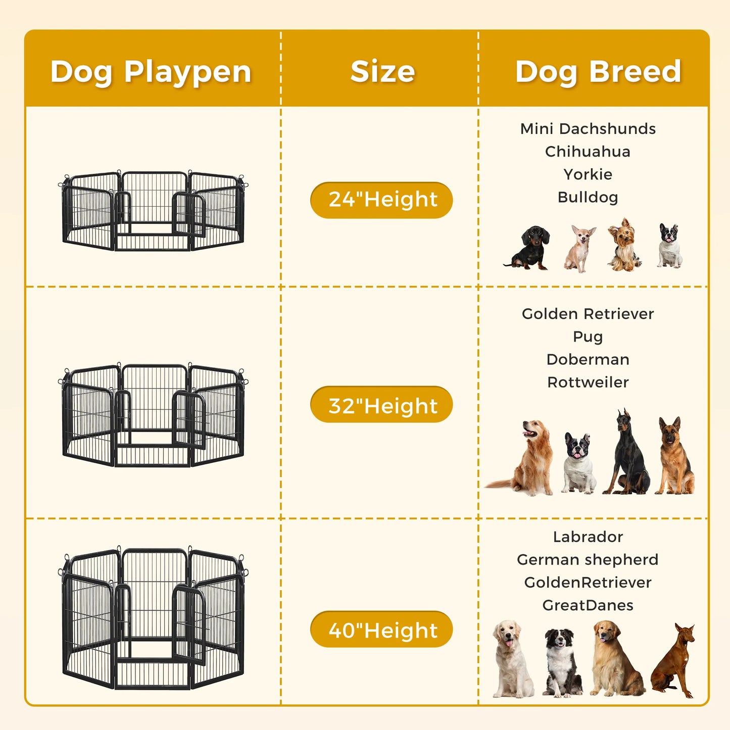 Dog Playpen With Door Foldable Metal Pet Fence