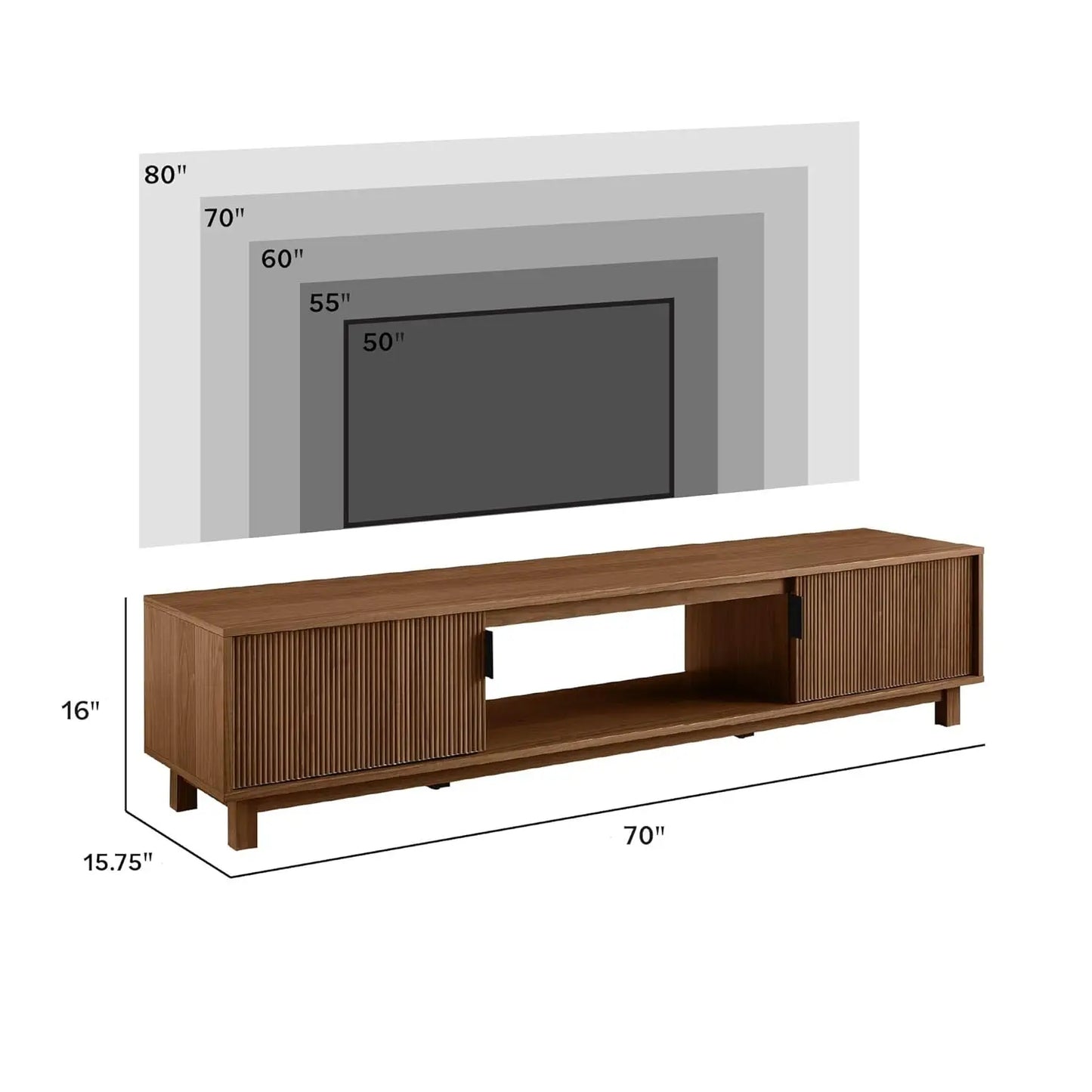Arundo Fluted TV Stand Modern Low Profile Design Durable