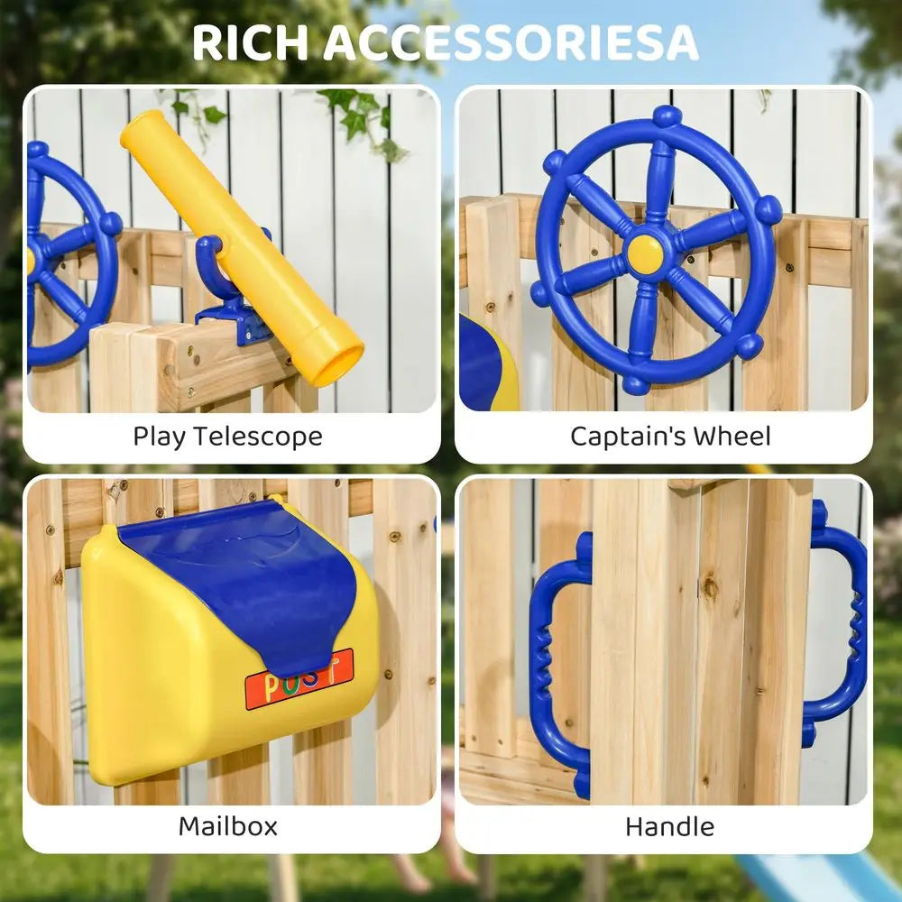 YTYIN Backyard Swing Set With Slide And Fort Toddler Playset