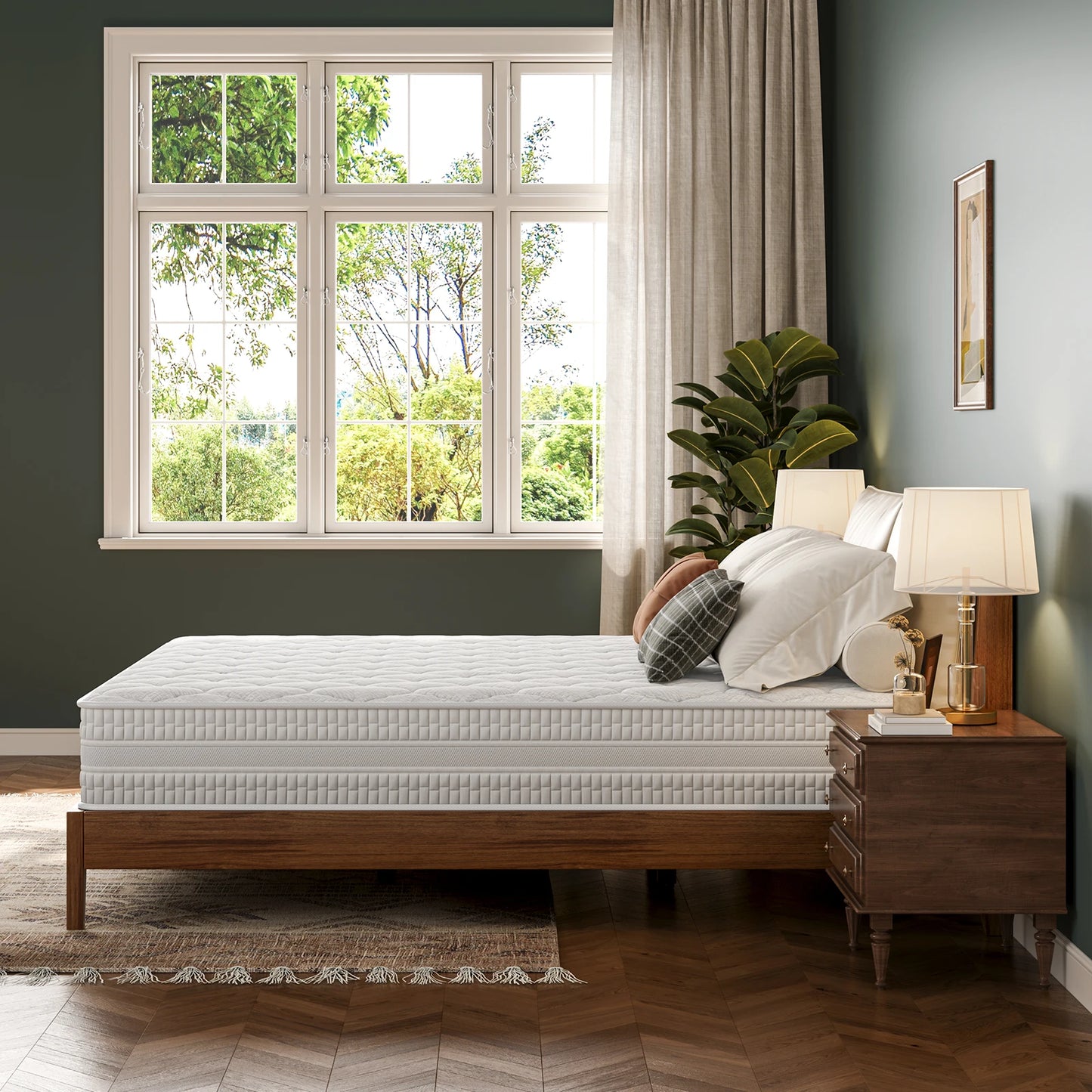 Vesgantti 10/12 in Hybrid Queen Size Mattress with Gel Memory Foam and Pocket Spring, Ergonomic & Pressure Relief, Medium Firm
