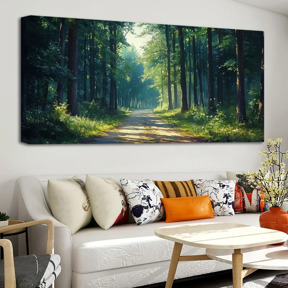 Forest Oil Painting On Pine Frame For Home Decoration