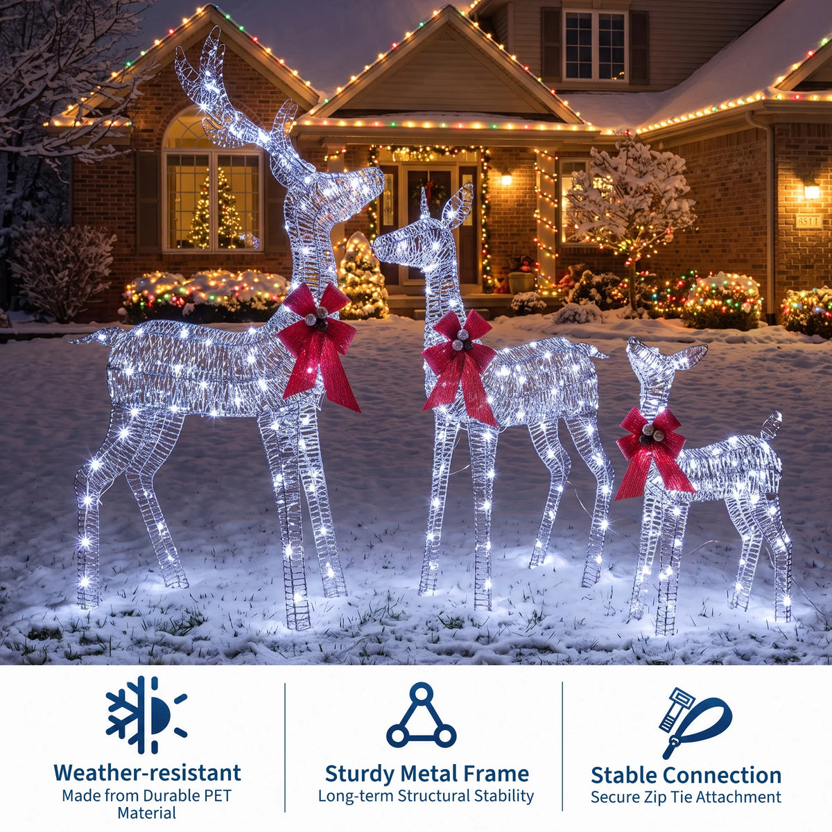 Lighted Christmas Deer Family LED Outdoor Yard Decoration Set