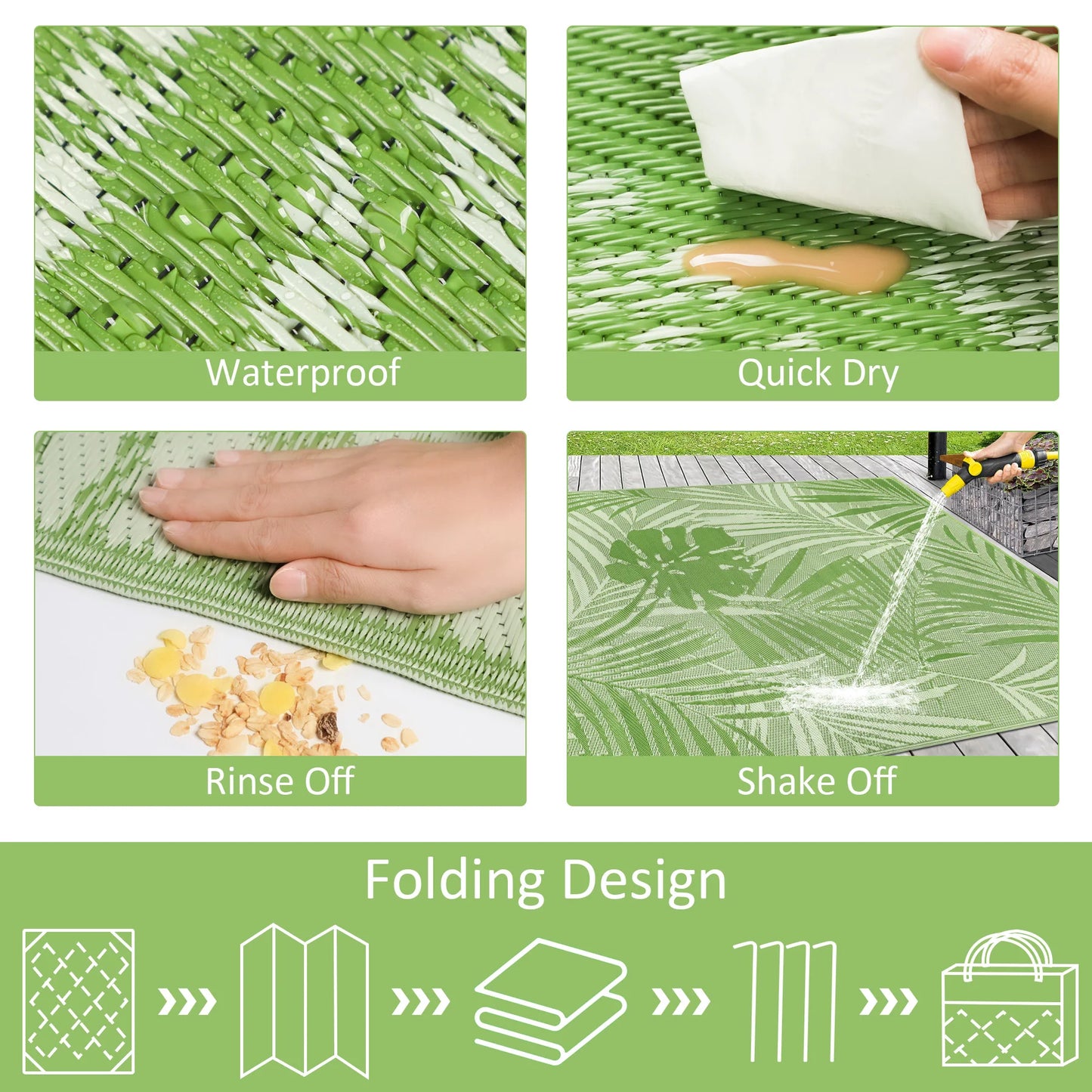 Outdoor Rug Waterproof Recycled Plastic Polypropylene For Patio Deck Camping