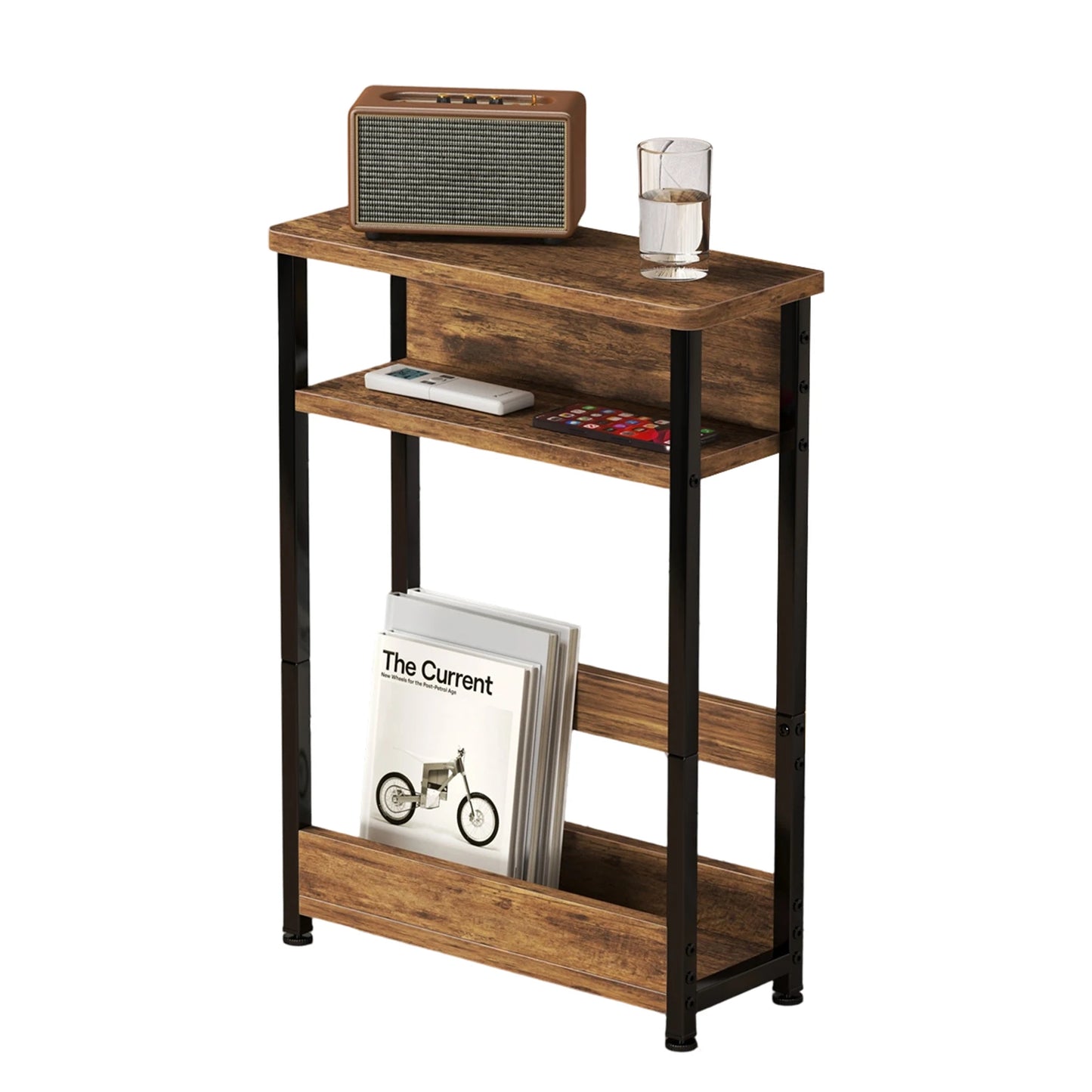 HobbyLane Slim 3 Tier Bedside End Table For Small Spaces