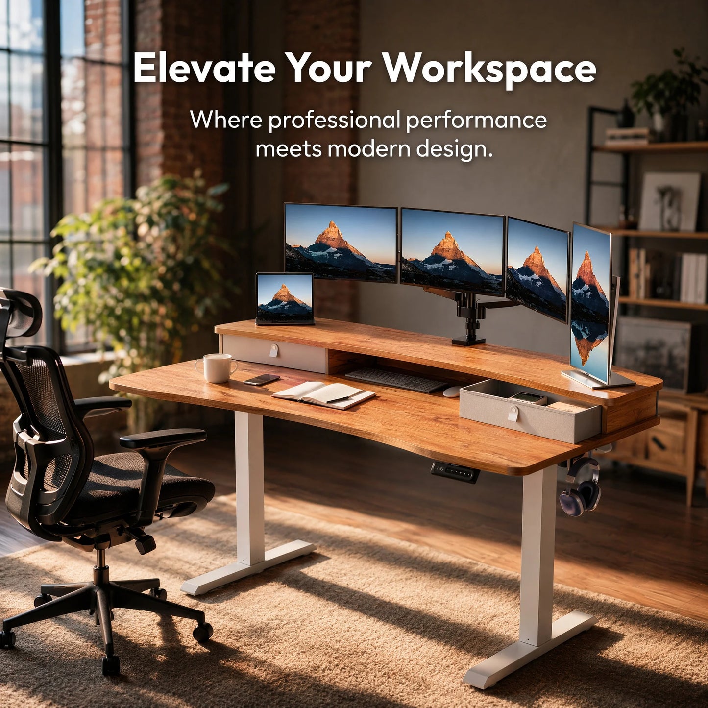 K Kyspho 60x30 Electric Standing Desk With 2 Drawers