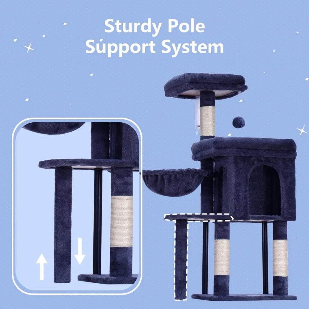 NBVCX Cat Tree Condo With Scratching Posts Hammock And Plush Perch