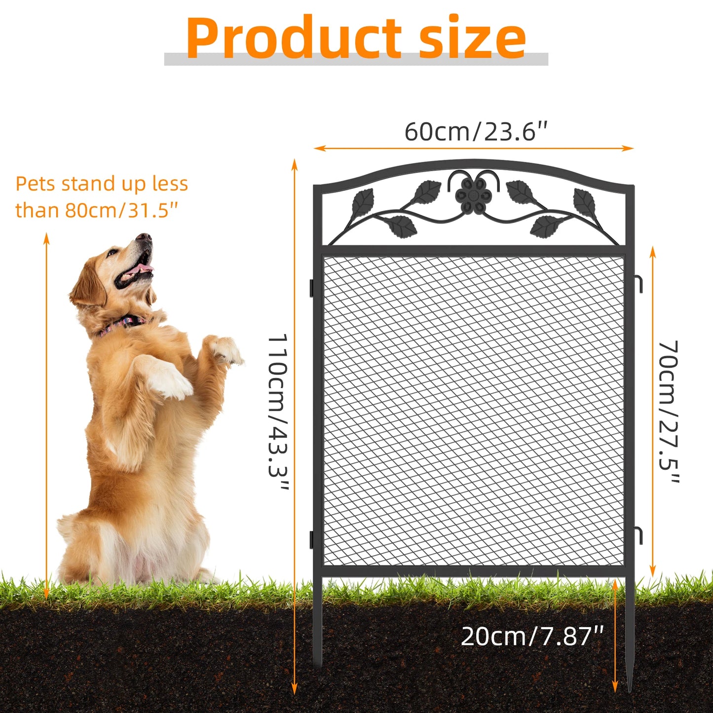 Wrought Iron Lawn Edging Border Set Outdoor Animal Barrier