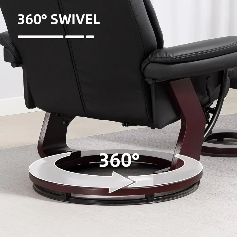 PU Leather Recliner Chair With Ottoman For Living Room