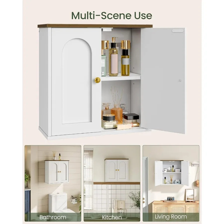 XIUWO Bathroom Wall Cabinet With Adjustable Shelf And Two Doors