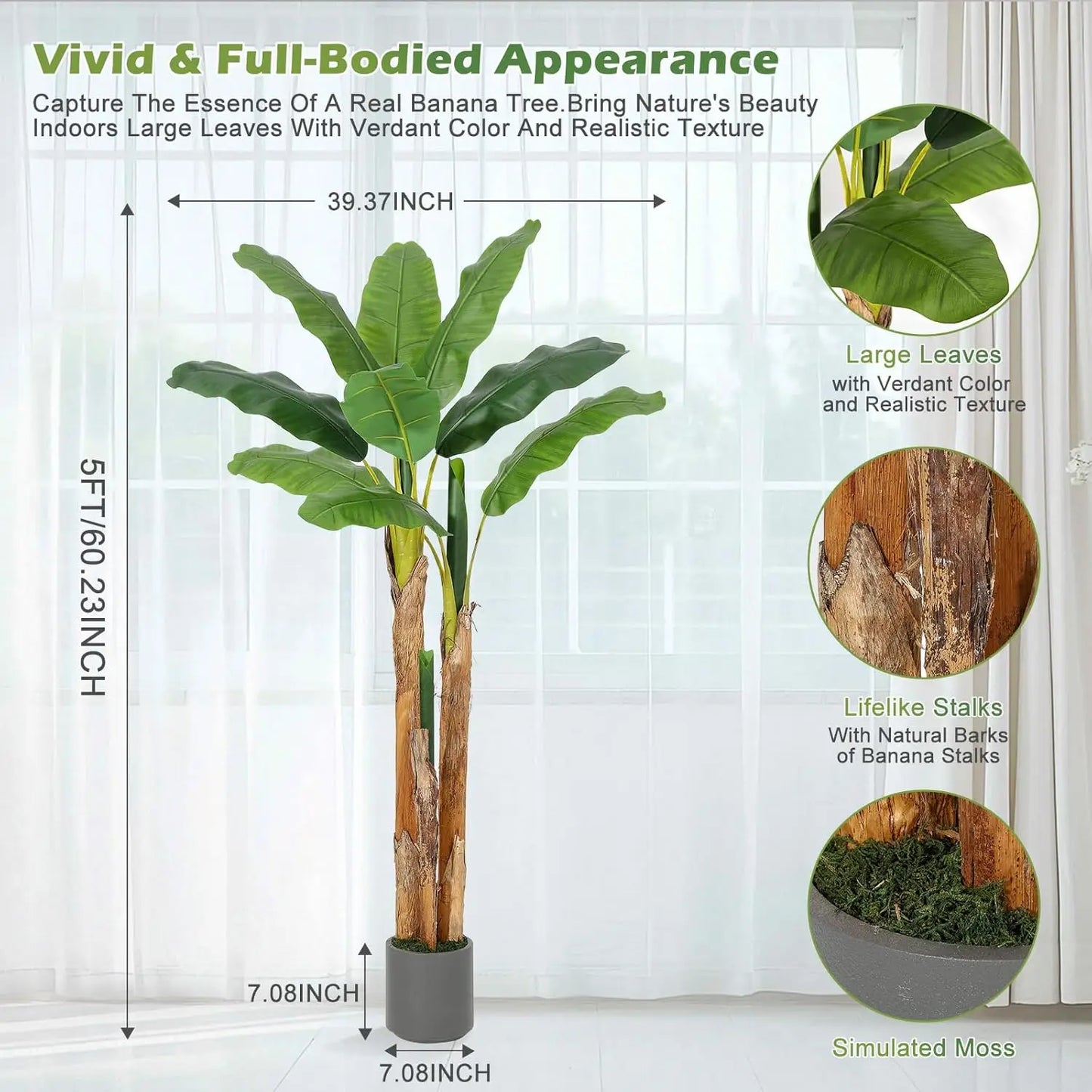 HiMISS Artificial Banana Tree Indoor Plant in Planter