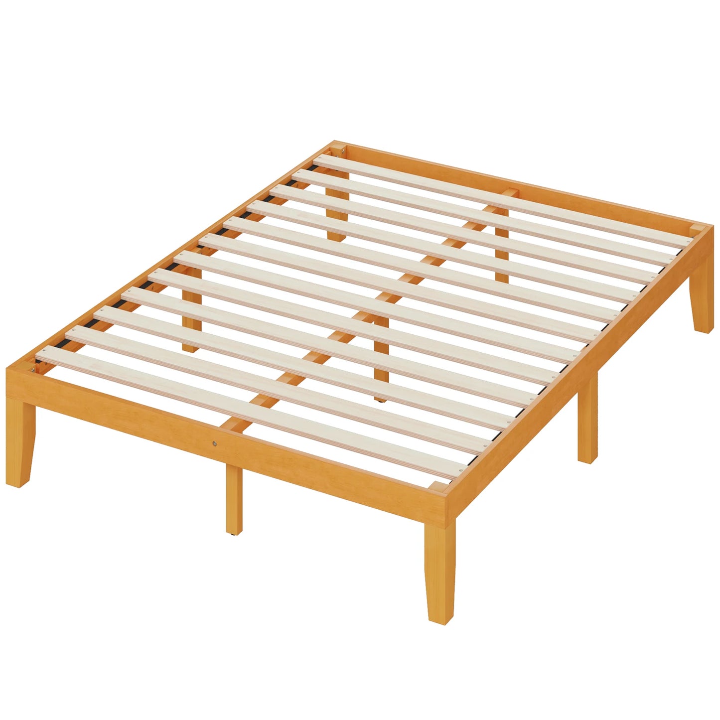 JHK Solid Wood Bed Frame With Sturdy Slat Support 500Lb