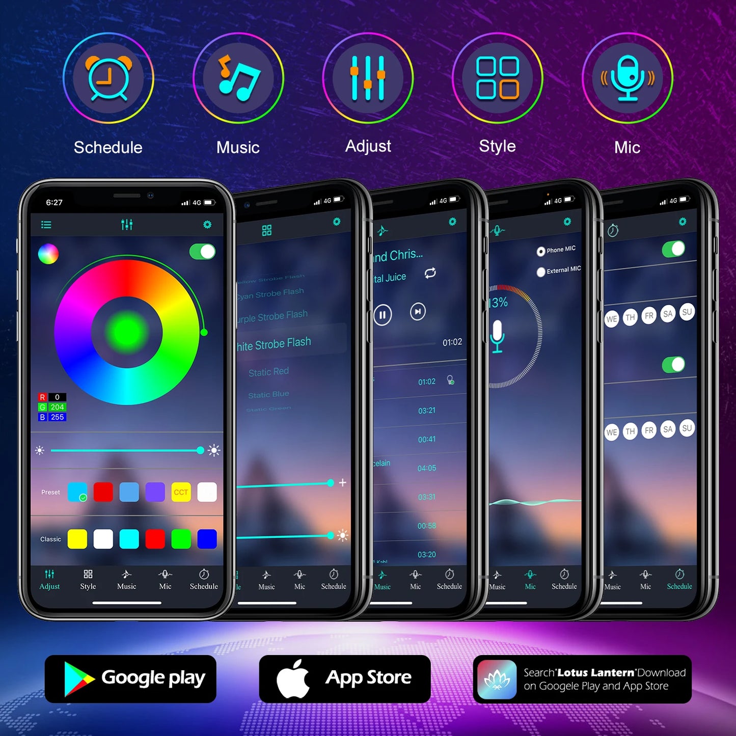 AILBTON Outdoor IP65 RGB LED Strip Lights With App Control