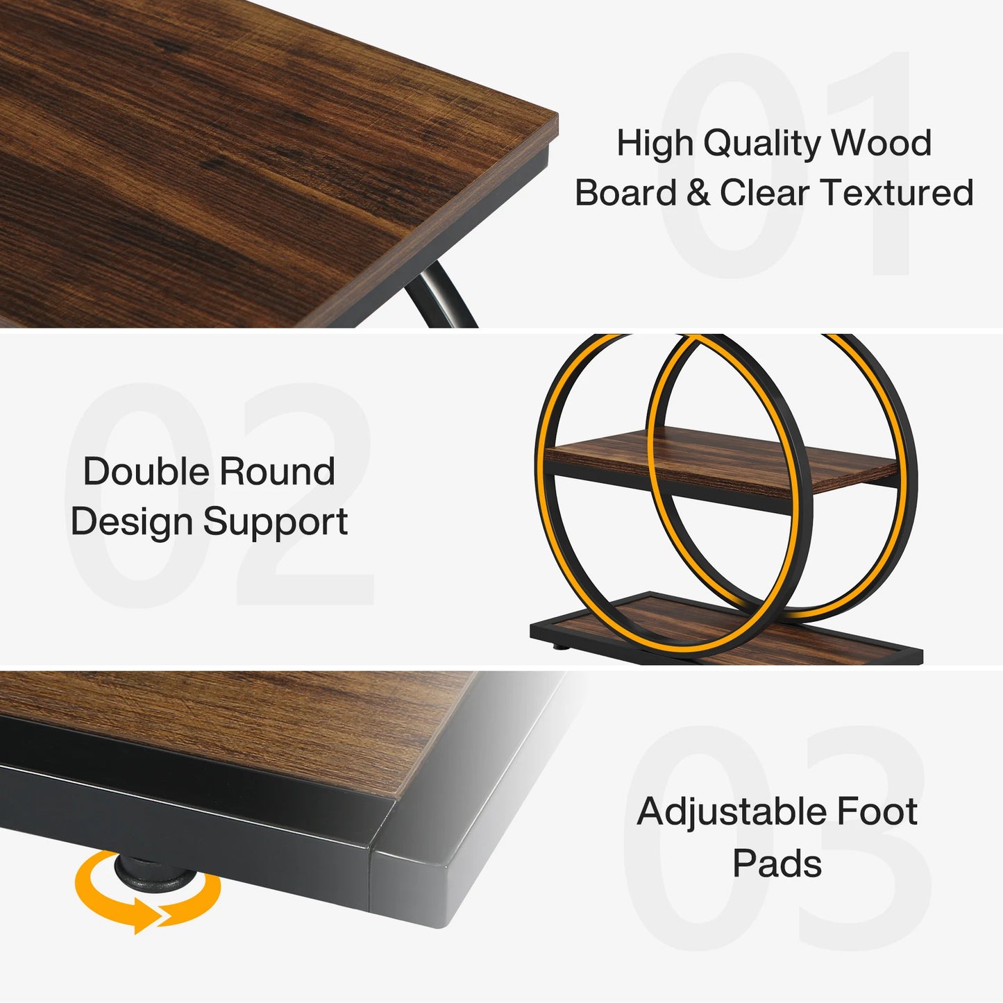 Tribesigns End Table With 3 Shelves Industrial Wooden Side Table
