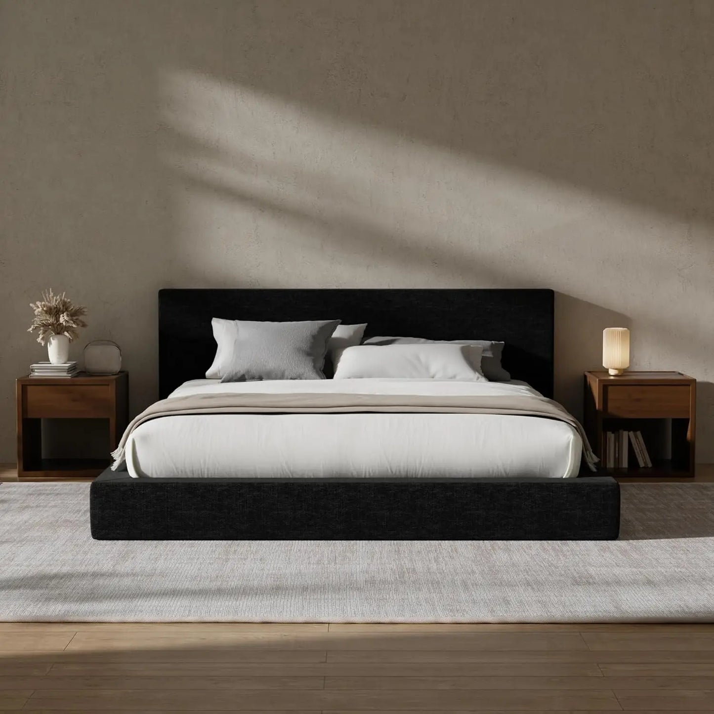 Cloud Upholstered Bed Frame with Headboard, Lightweight Foam Platform Customized